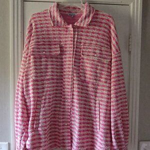 Check knit shacket